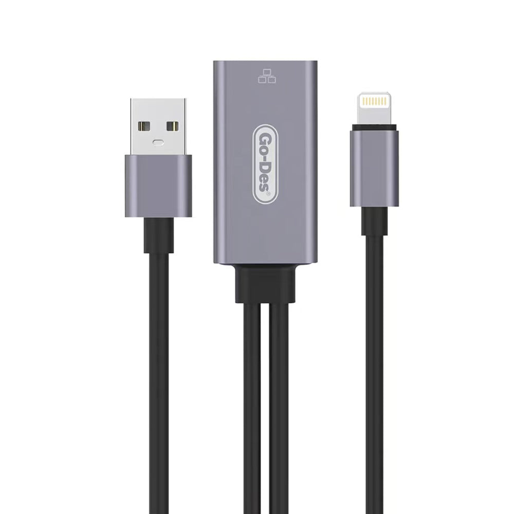 Go Des GD-6837 RJ45 to Lightning Ethernet Dönüştürücü OTG 100Mbps - 1 Go Des GD-6837 RJ45 to Lightning Ethernet Dönüştürücü OTG 100Mbps - 1